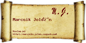 Marcsik Jolán névjegykártya